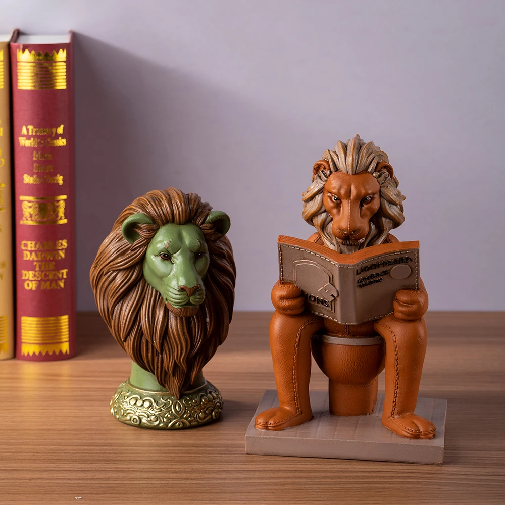 

Lion Animal Figurine Nordic Style Creative Resin Craft for Living Room Entryway Bookcase Tabletop home decorative items