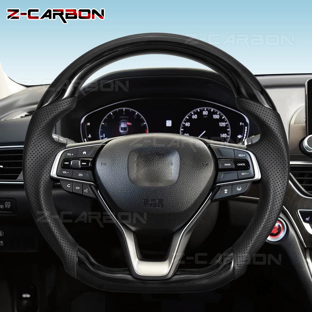 

Черный руль фортепиано для Honda Accord Inspire Gen 10th 2018-2022, перфорированный кожаный автомобильный руль по индивидуальному заказу