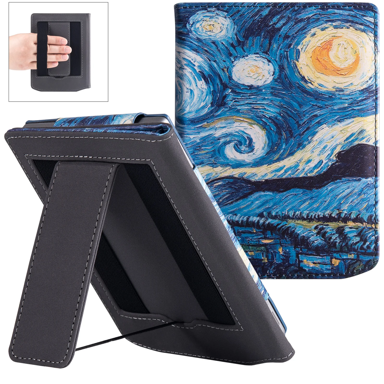

Case for Pocketbook 619 Verse Lite | Built-in Stand & Hand Strap | with Sleep/Wake | PU Leather Sleeve Cover