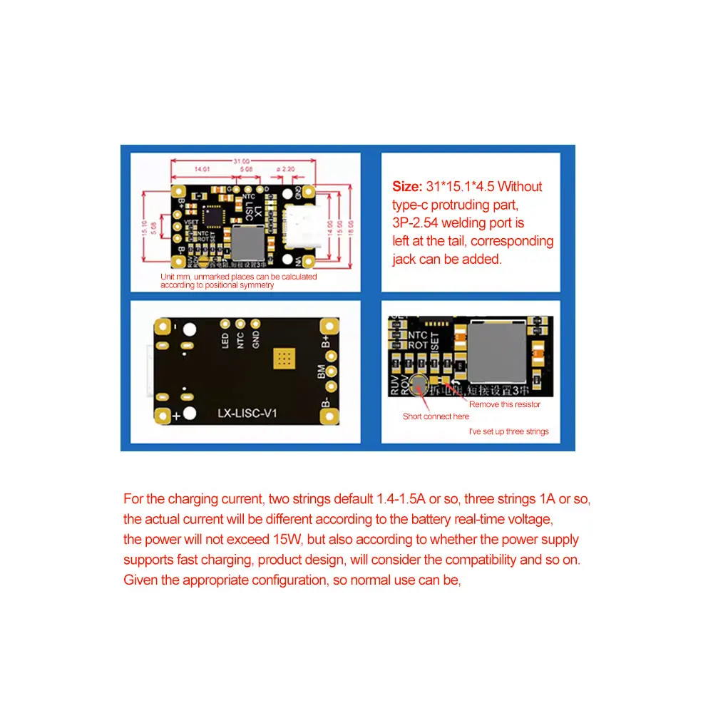 Battery Charger Module Type-C 3.7V Charge Discharge Integrated Step Up Module 18650 Lithium Li-ion Battery Charger Module
