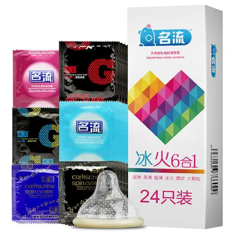 24pcs Multipack Condoms for Men Adult Ultra Thin Sensitive Dotted Ribbed Condom Penis Sleeve Sex Toys for Couples Sexual 18+