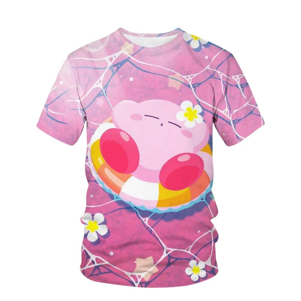 Anime Kawai Super Cute Star Kabi Cartoon Printed Children\'s Kirby Clothing T-shirt Summer Short Sleeve Children\'s Fashion G