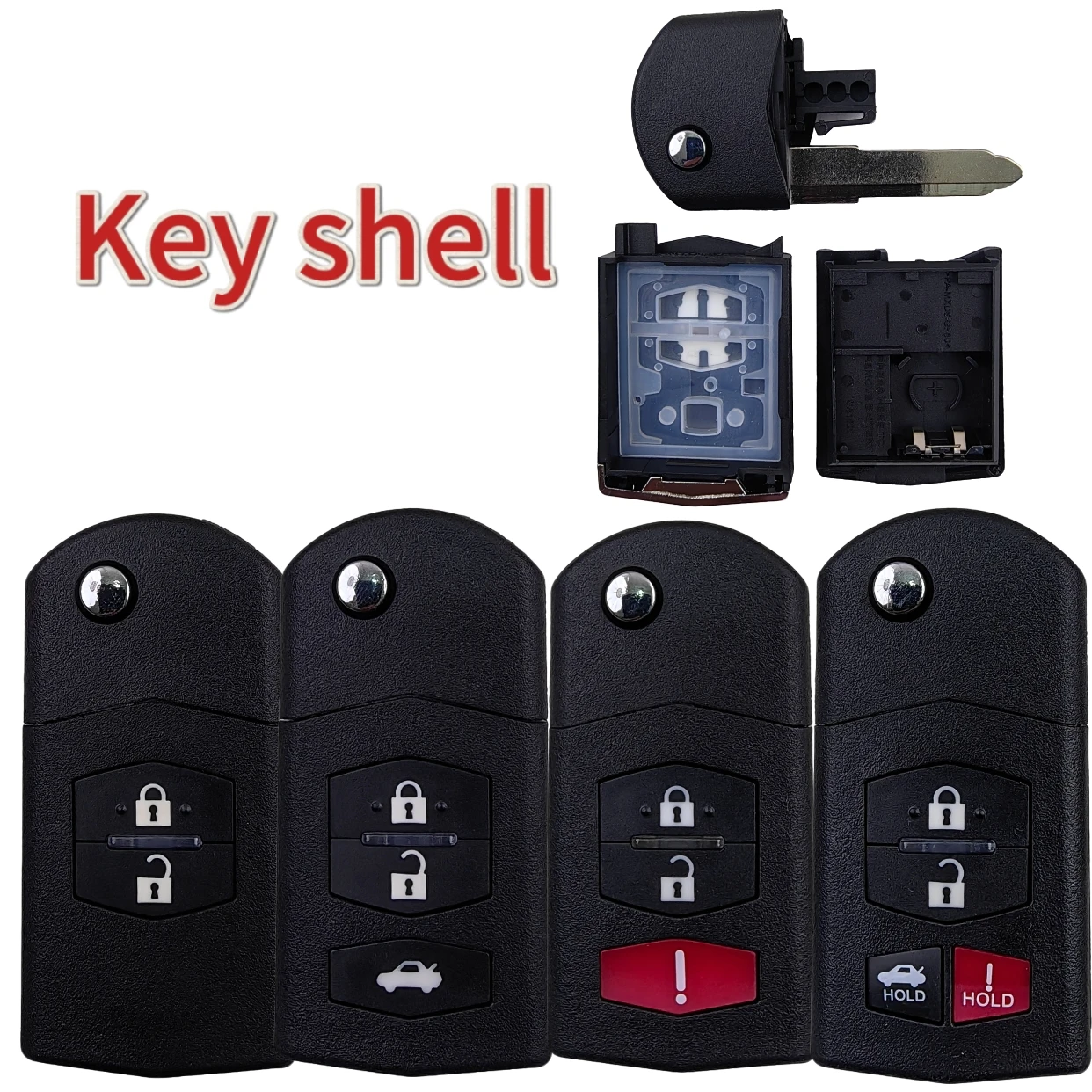 For Mazda 2 3 5 6 M6 MX5 CX5 CX7 CX9 RX8 With Uncut Blade Key Head 2/3/4 Buttons Remote Key Case Fob Shell Flip Folding