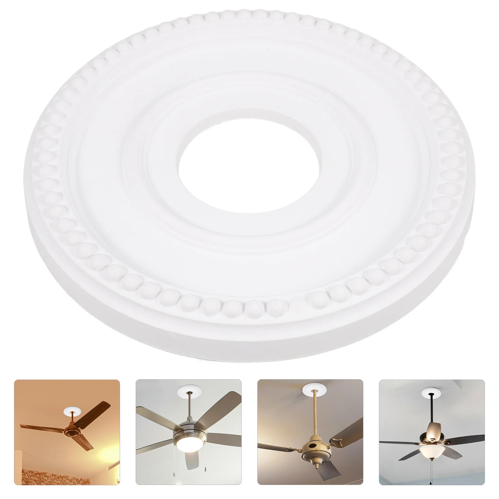 

PU Ceiling Medallion 12.4inches Aesthetic Fan Light Cover Elegant Home Decor Fixtures Round Lighting Medallions