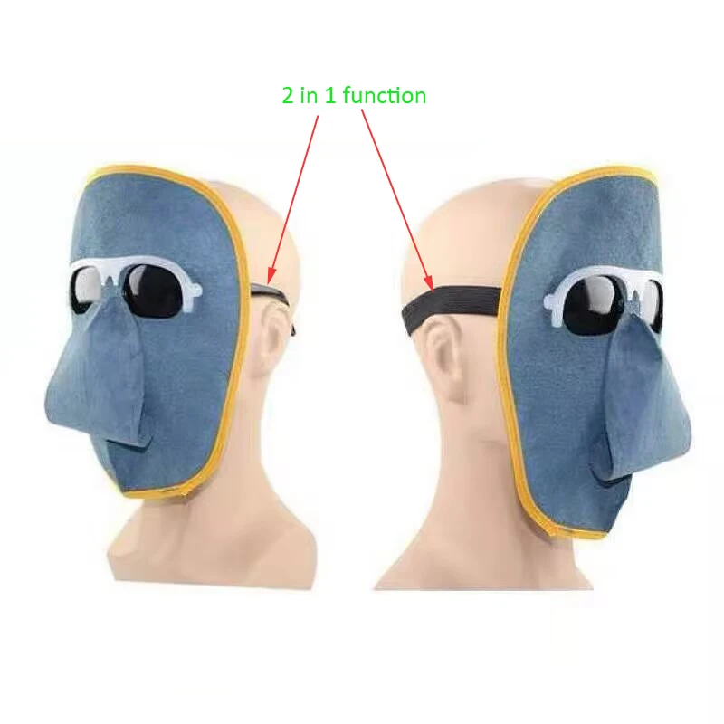 

1 комплект, защитная маска для сварки из воловьей кожи с очками, 2 в 1, защитное оборудование для сварки