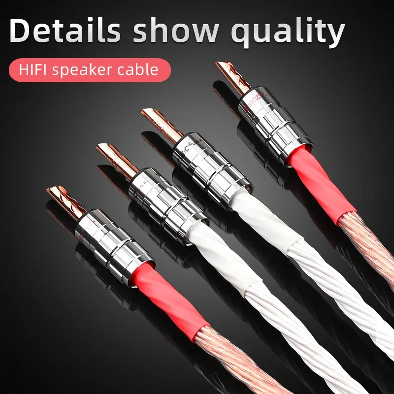 1 Pair OCC Audio HiFi Speaker Cable HI-FI High-end Amplifier Loudspeaker Cables Banana plug Wire Line
