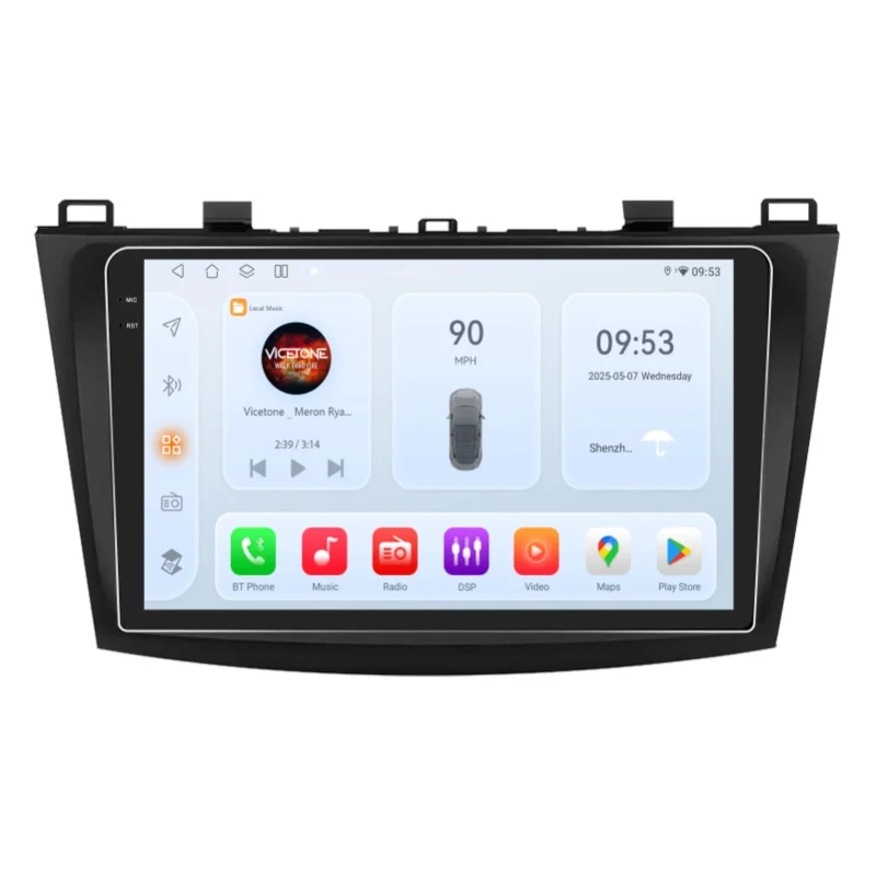 OSSURET Schnelle Lieferung Plug-and-Play 9 Zoll Android 14 Autoradio für Mazda 3 2010-2013 mit Qualcomm Snapdragon 6115 Octa-Core, kabellosem CarPlay, Android Auto, Bluetooth, Freisprechfunktion,