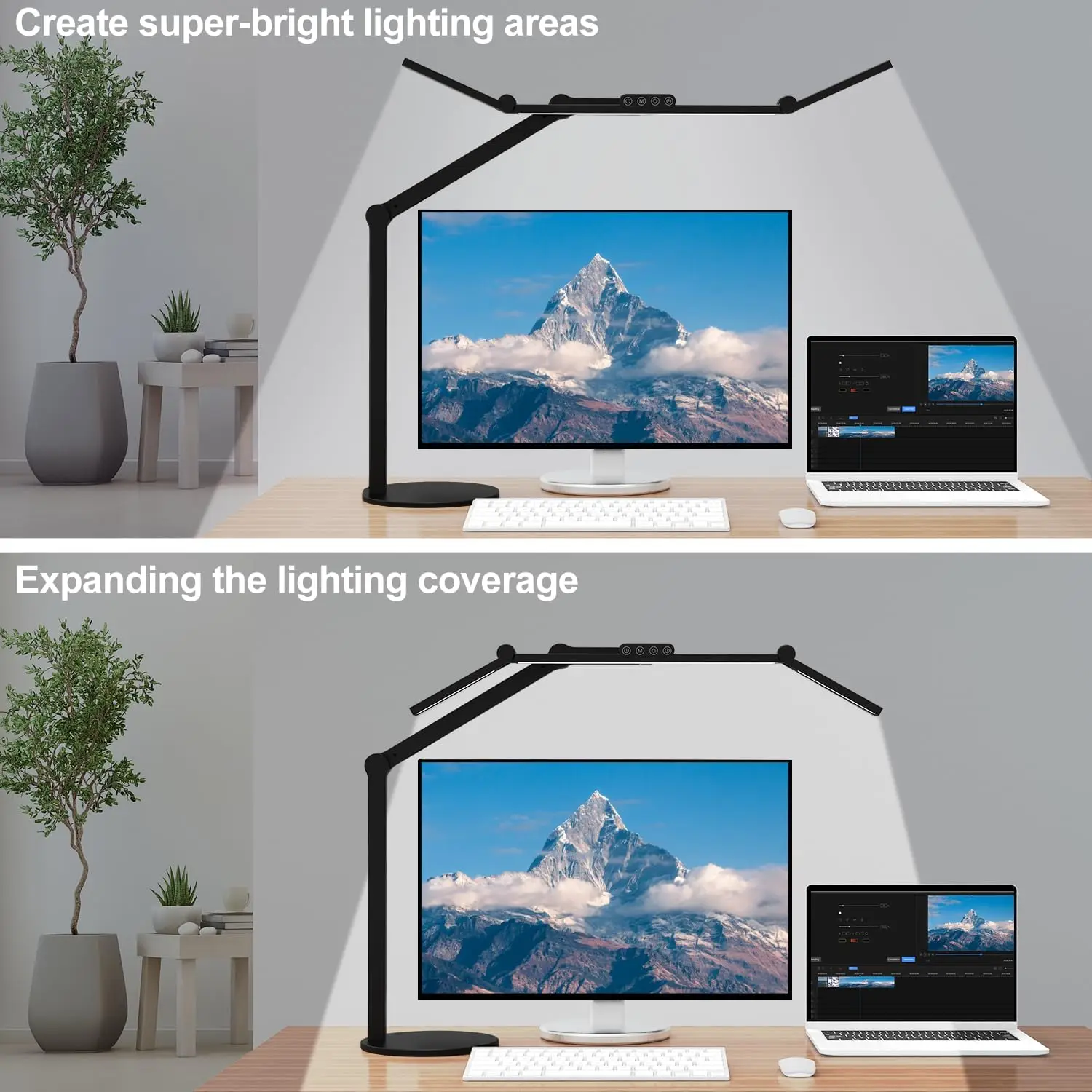 

Architect Desk Lamp with Atmosphere Lighting, Adjustable Led Desk Light for Home with Base, 24W Bright Auto Dimming Table Light