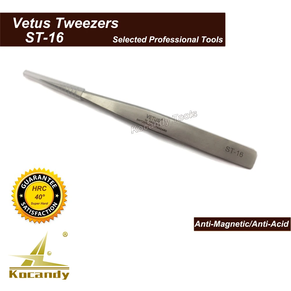 VETUS TWEEZER ST-16 Super Fine Tip High Quality Stainless Steel Super Hard Anti-magnetic and Anti-Acid Precision Tweezers