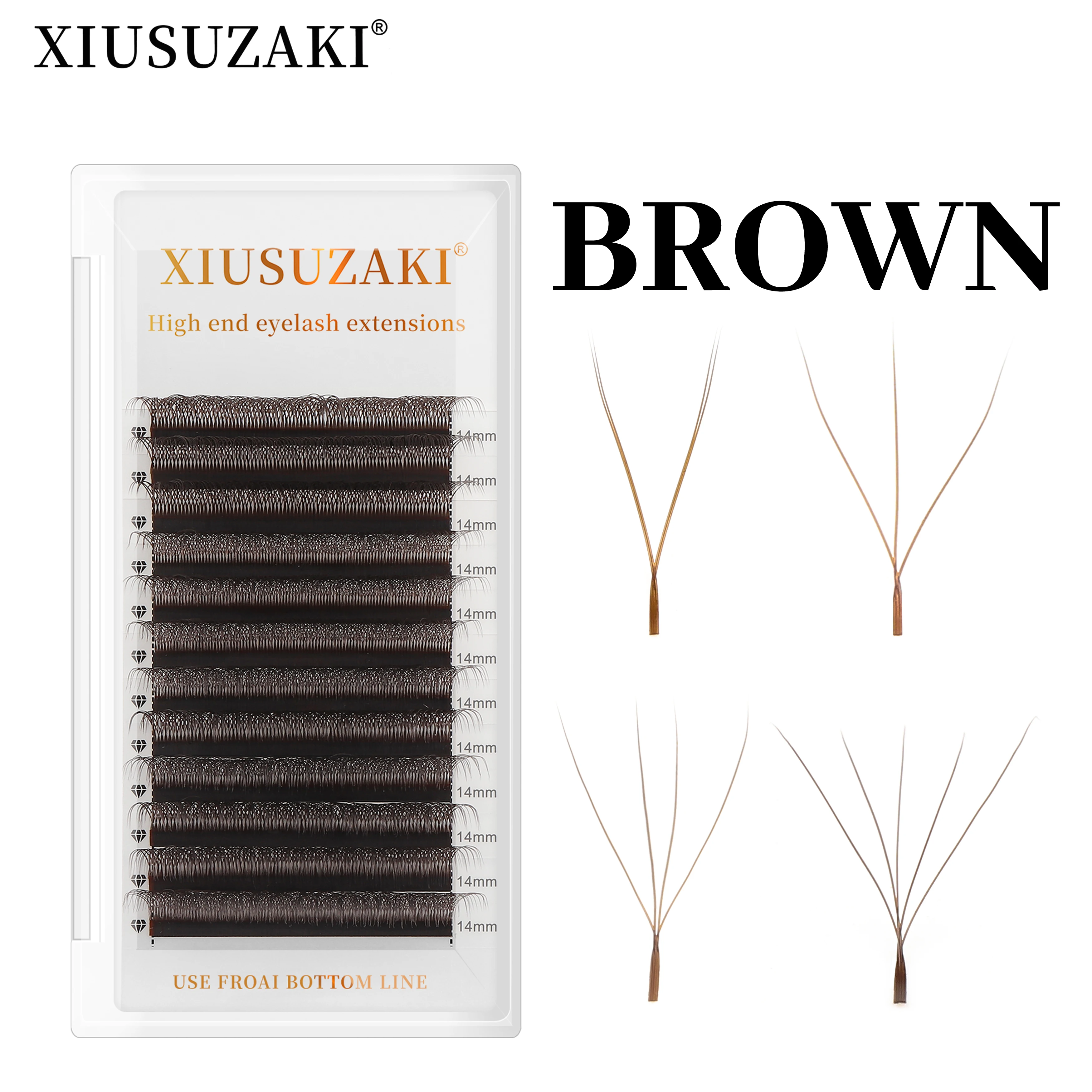 Borwn W Shaped  2D 3D 4D 5D Bloom Automatic Flowering Premade Fans Eyelashes Extensions Individual Volume Brown YY Lashes Beauty