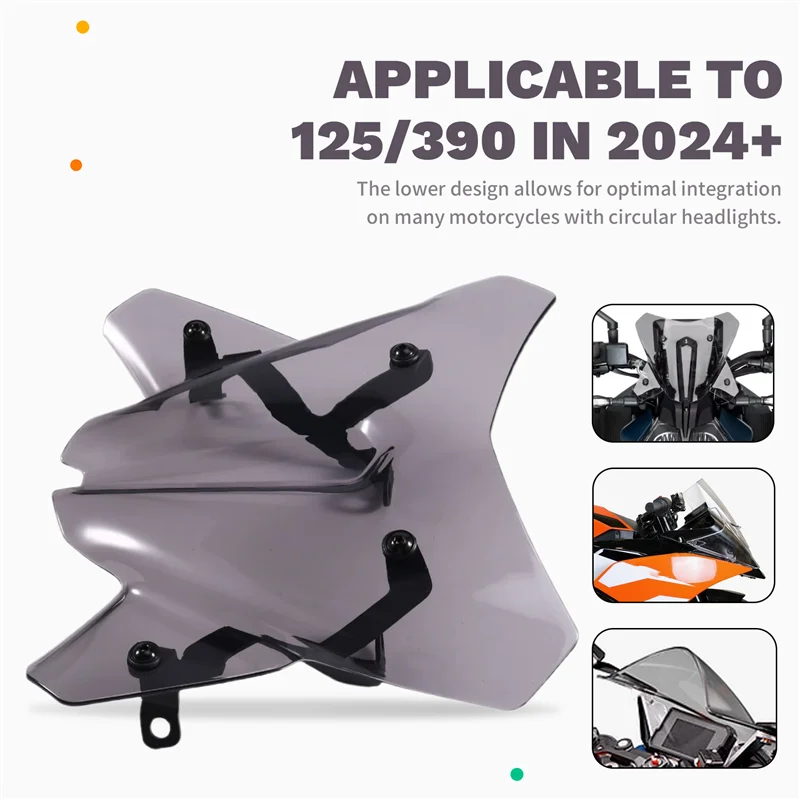 

Kit Motorcycle Accessories Sport Windshield Windscreen Visor Viser For 125 Duke 390Duke 125 DUKE 390DUKE 2024 Smoke Gray