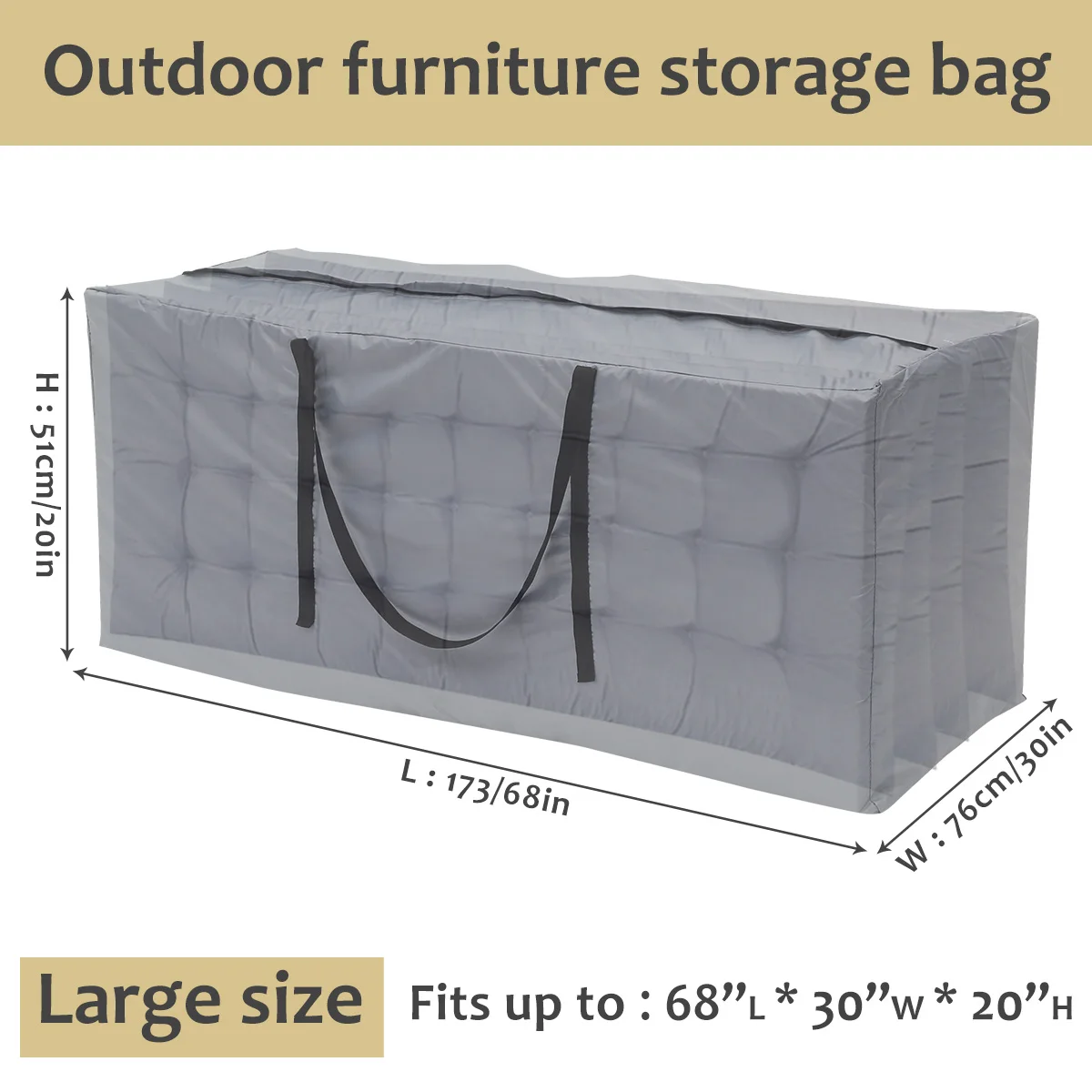 Garden Furniture Cushion Storage Bag Large Capacity Waterproof Anti-UV Outdoor Patio Christmas Tree Organizer Bag with Handle