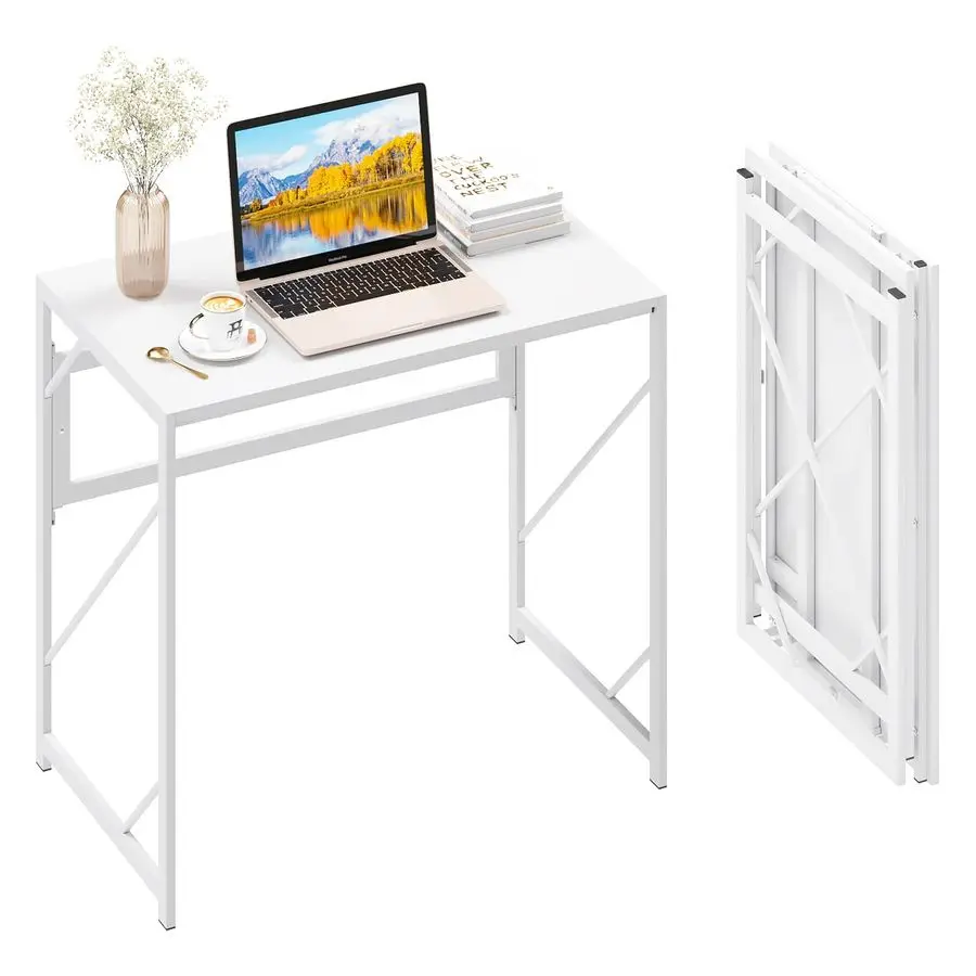 

Folding Desk Writing Computer Desk for Home Office, NoAssembly Study Office Desk Foldable Table for Small Spaces