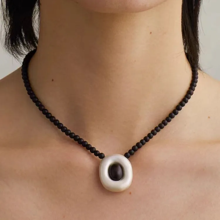 

Jenny&dave Black Sandalwood Tree Hole Necklace With Elegant Temperament And Collarbone Chain Jewelry Necklace Necklaces For Wome