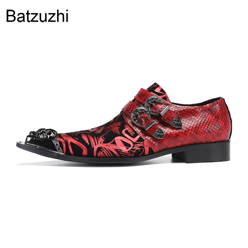Batzuzhi Brand New Designer's Men's Genuine Leather Dress Shoes Pointed Toe Red Business, Party, Wedding Shoes, 38-46!
