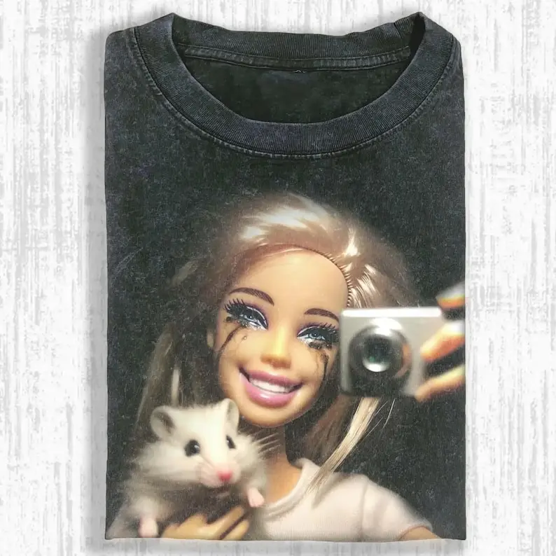 funny Distressed Doll Casual T-shirt Oversized Unisex T-shirt Streetwear Trendy Cotton New Model personality Clothes Short soft