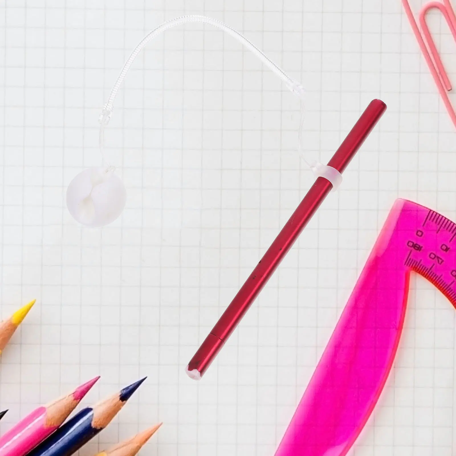 

5Pcs Anti-Lost Counter Pen Holder Silicone Base Adhesive Spring Rope Desk Reception Pen Lanyard Secure Organizer