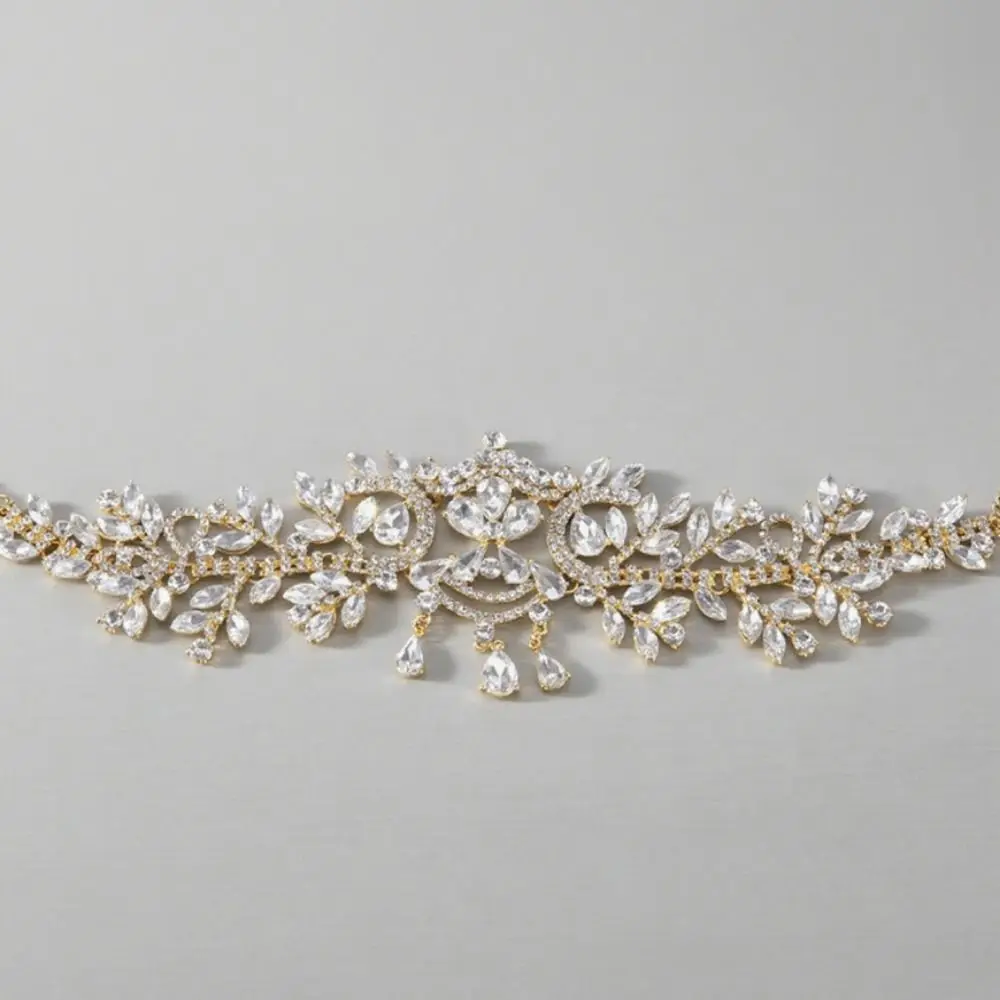 الجبين كريستال شرابة عقال تألق الفاخرة حجر الراين غطاء الرأس الذهب/الفضة جوفاء النساء الشعر مجوهرات حفل زفاف