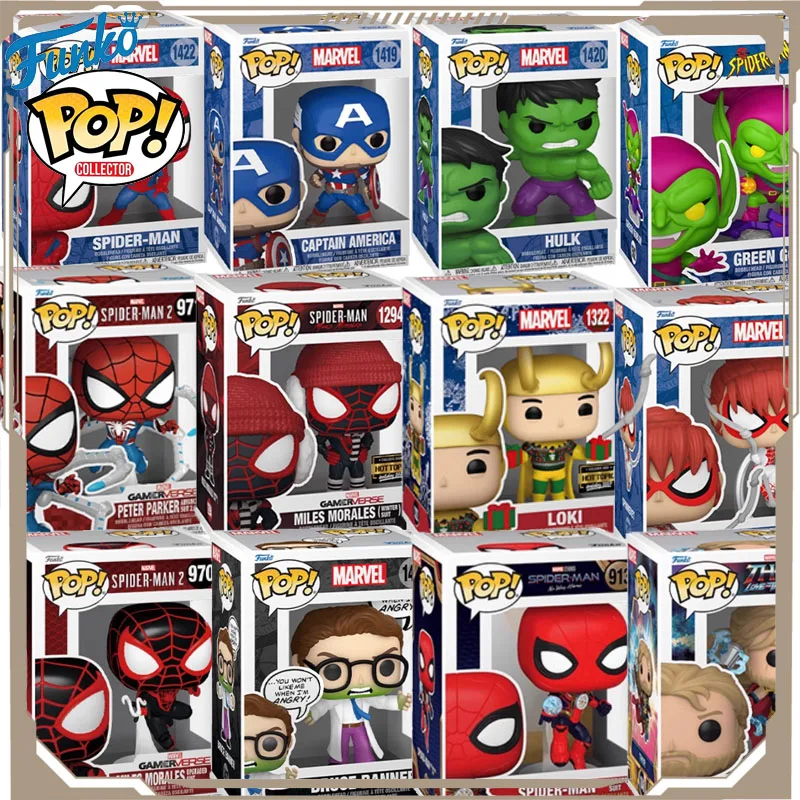 ألعاب شخصيات الحركة الأصلية من Funko Pop Marvel Captain America Hulk Spider-Man Myers Norman Osborn للأولاد والبنات هدية للأطفال