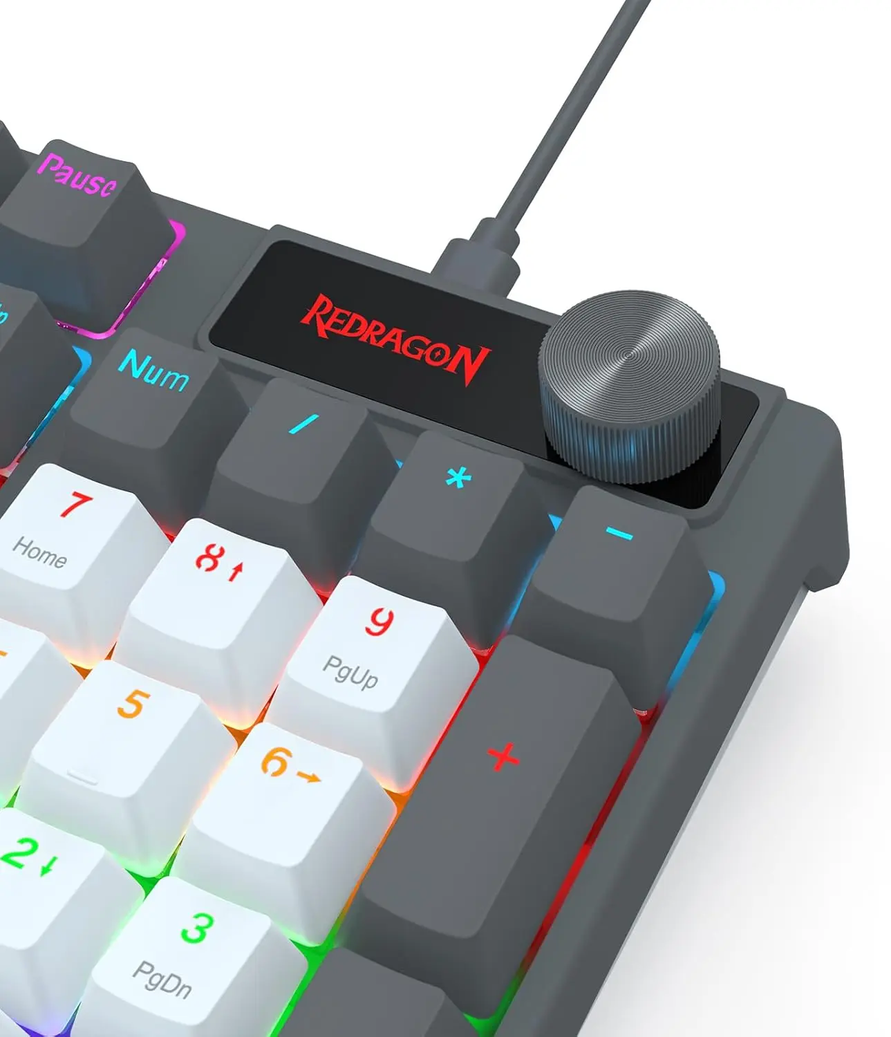 Redragon K718 Wired 104 Keys Gaming Rainbow Backlit Dedicated Knob Control, Sound Absorbing Foams Keyboard，Red Switch