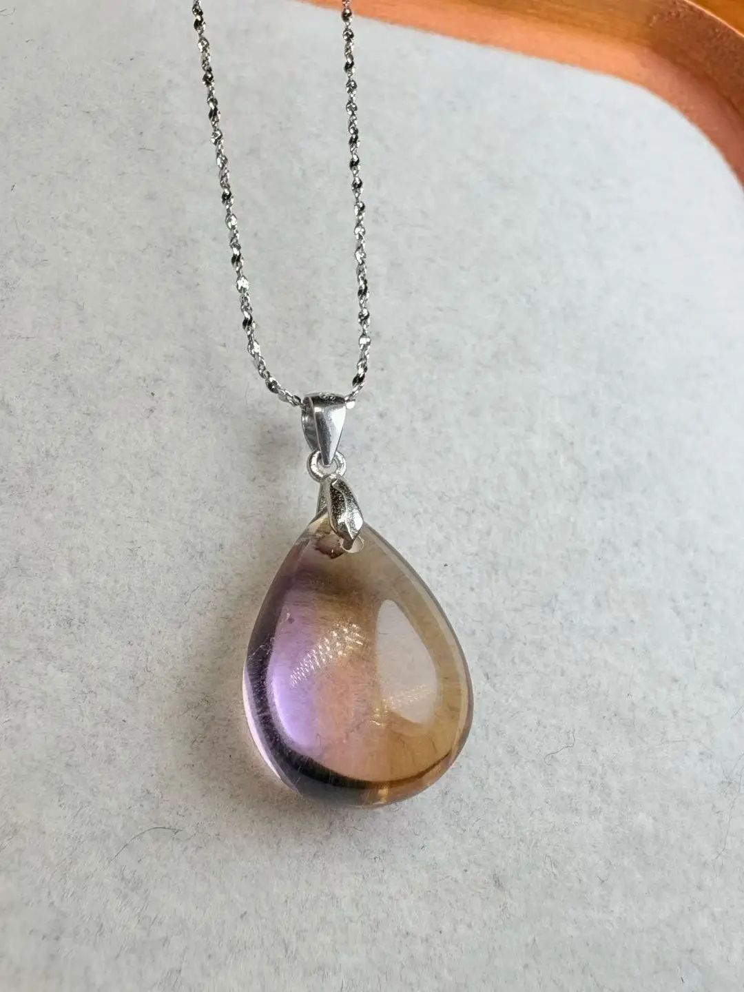 natural-purple-yellow-crystal-waterdrop-pendant-s925-silver-embedded-45cm-silver-chain-certified-jewelry-accessory