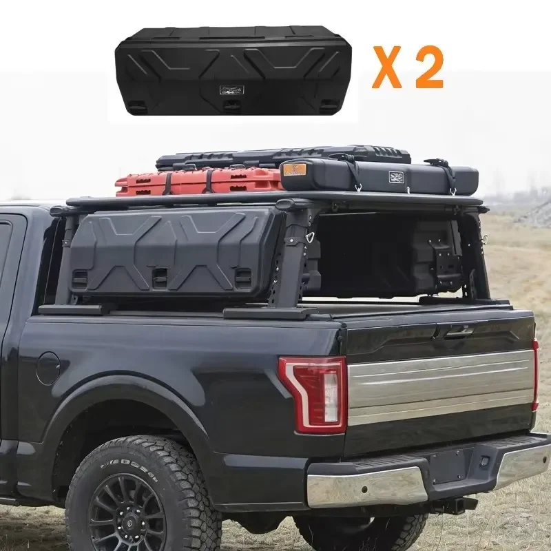 for HILUX REVO CHAMP Slide-out Aluminum Alloy Truck Bed Rack Side Boxes Retractable Long-Range Heavy-Duty Trunk Mount Rack