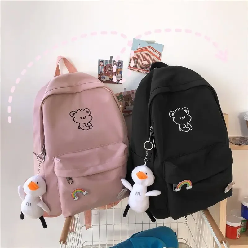 New Fashionable and Minimalist Girls\' Backpack Casual Color Contrast Middle School Student Backpack Female Travel Backpack