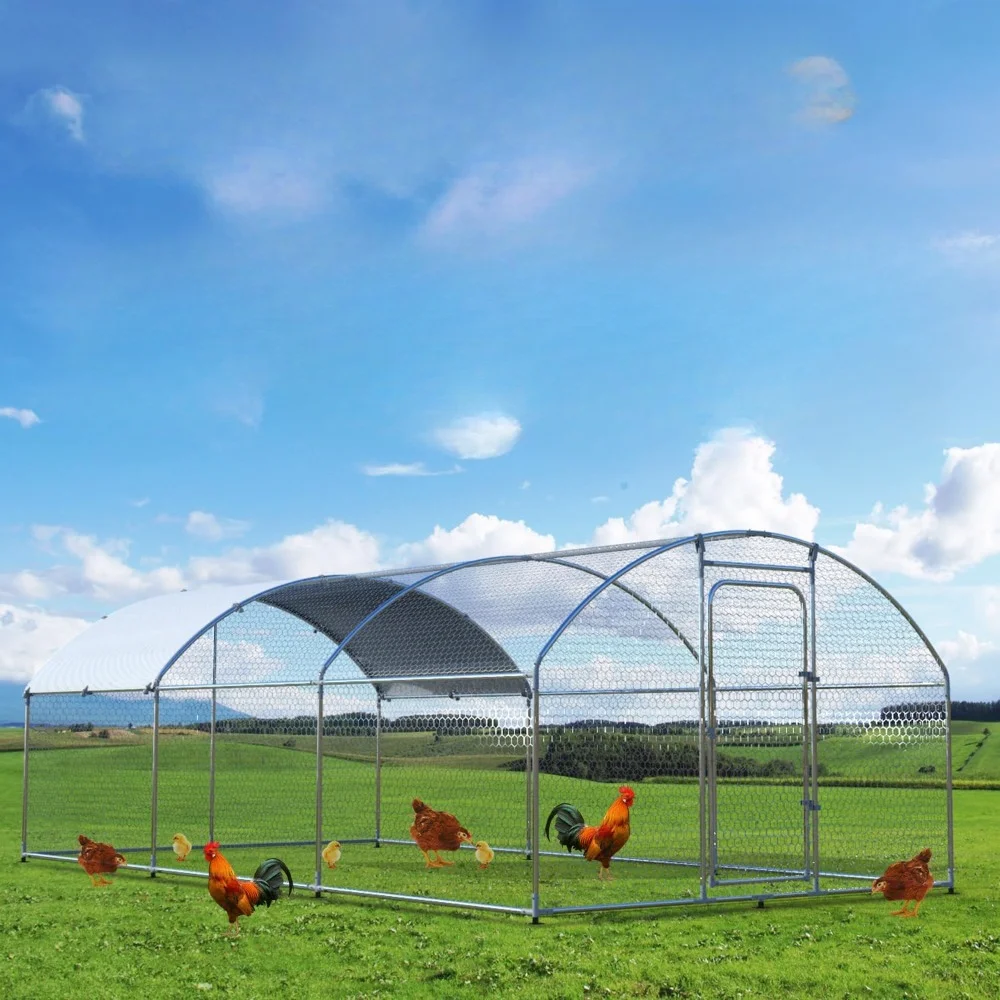 

Large Metal Chicken Coop, Large Space Chicken Coop with Waterproof and UV Cover, Outdoor Chicken, Duck and Rabbit Coops