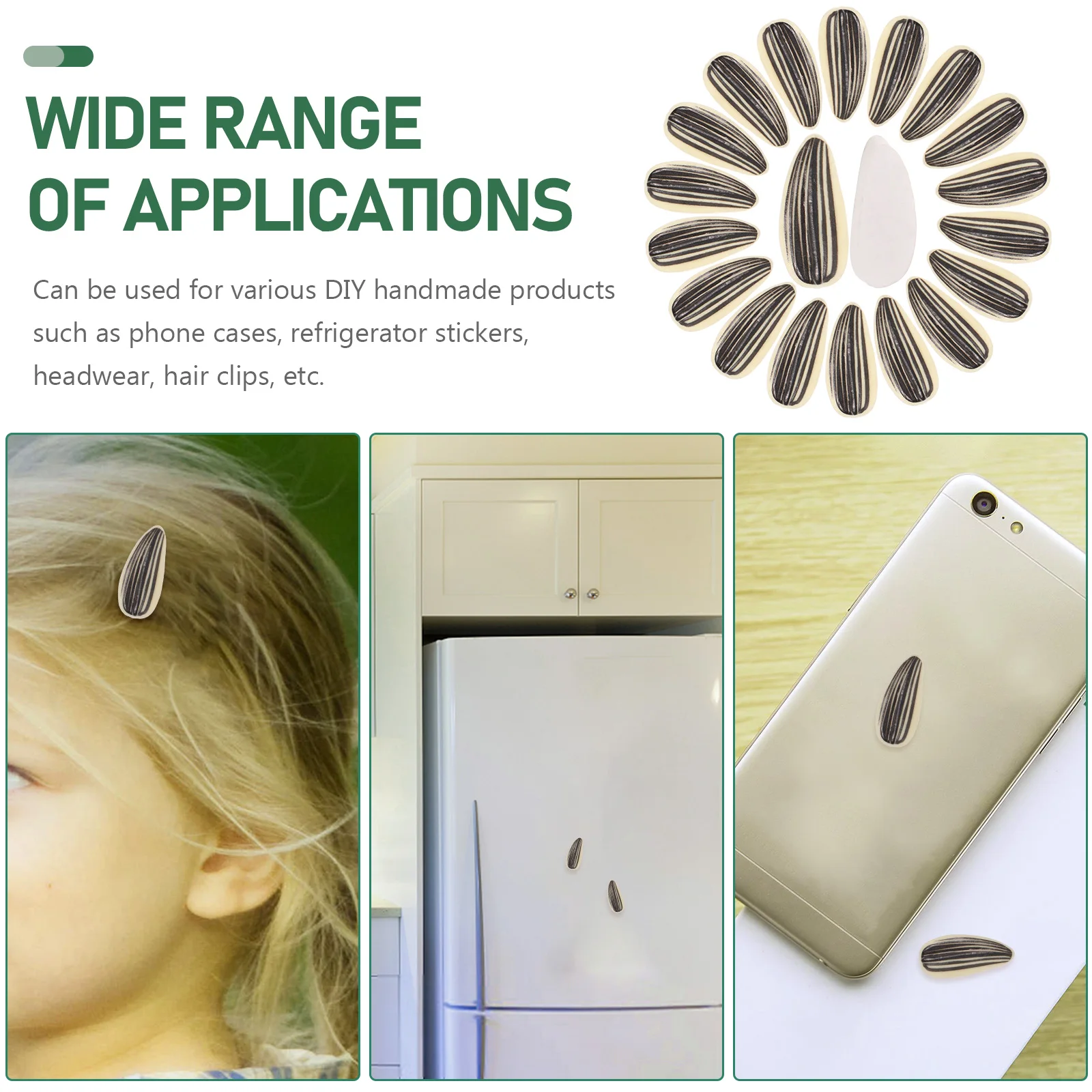 

30 Pcs Simulated Melon Seed Hair Clip Crafts Flatback Charm Diy Charms Decorate