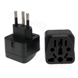 Brazil Travel Plug Adapter EU/UK/AU/CN/JP/Asia/Italy to Brazil (Type N), 3 Prong Grounded Brazil Wall Plug