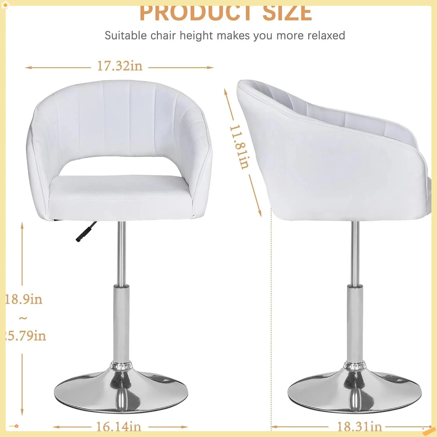 Sedia da bar in velluto, sgabelli da bar urbani regolabili con schienale alto e base in metallo, 360 ° Girevole, per sala da pranzo Home Office