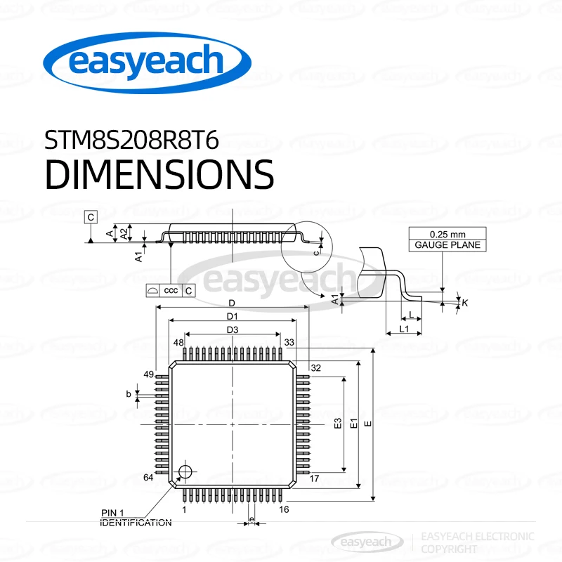 STM8S208R8T6 ST مكونات الالكترونيات الدقيقة وحدات التحكم الدقيقة وحدات التحكم الدقيقة رقائق معالج الدوائر المتكاملة