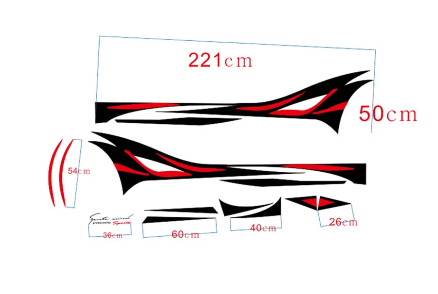 2Pcs Car Side Body DIY Waterproof Vinyl Decal Sticker Sports Racing Race Car Long Flame Wheel Stripe Decals