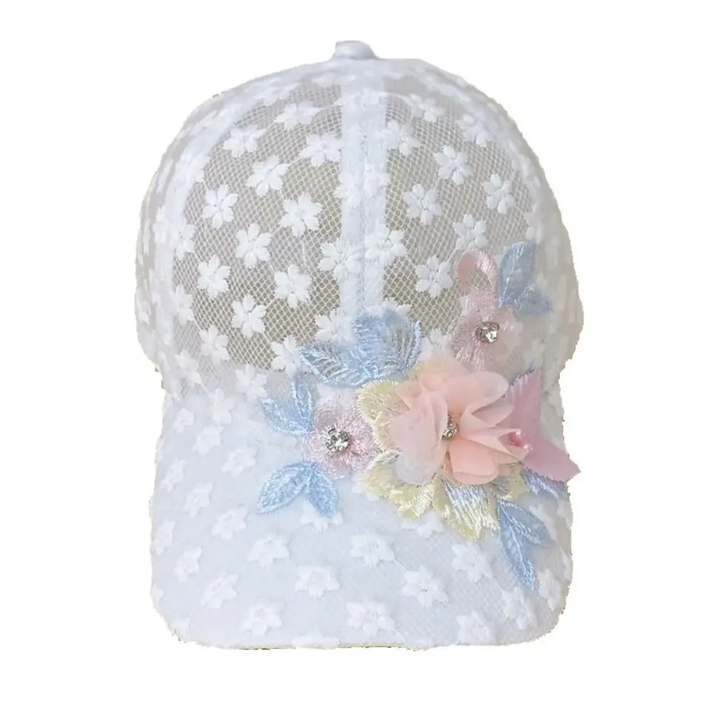 

Breathable Embroidery Ladies Caps Quick Drying Ultra-Thin Summer Lace Mesh Sun Hat Adjustable White Cap Ladies Lace Female