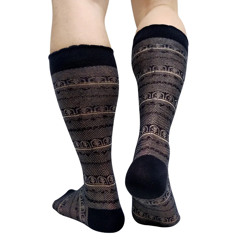 Floral See through Men's Dress Suit Socks Business Long Tube Knee High Soft Breathable Sexy Stocking Lingerie for Gentlemen