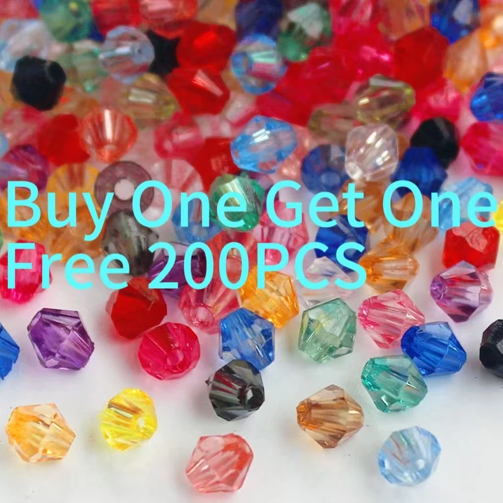 IFYOUOO Buy 1 And Get 1 Free 200pcs  4mm Random Color transparent glass crystal bead DIY Beads for Bracelet&Necklace Accessories