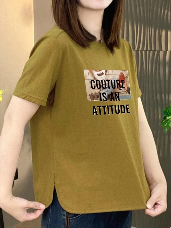 

Summer 2026 Women's Loose Fit Printed Short Sleeve T-Shirt Commute Style Versatile Fashionable Top Casual round Neck Tee