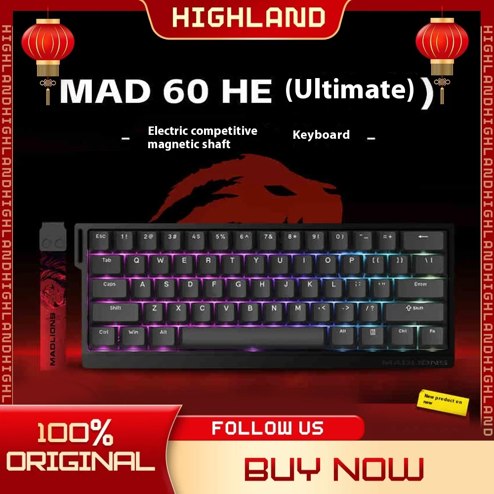 

Madcatz MAD60 HE клавиатура с магнитным переключателем, проводная геймерская клавиатура, 81 клавиша, клавиатура с возможностью горячей задержки, индивидуальная игровая клавиатура с низкой задержкой, подарок