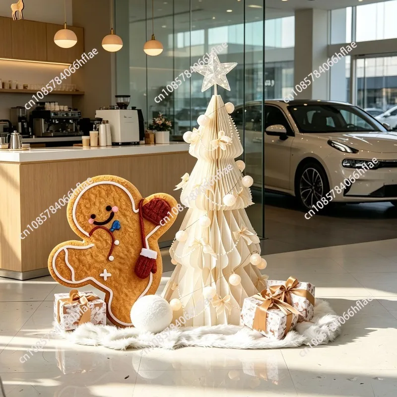 Christmas Decoration Internet Celebrity Lace Fabric Large Flower Floor Store Set Window Decoration