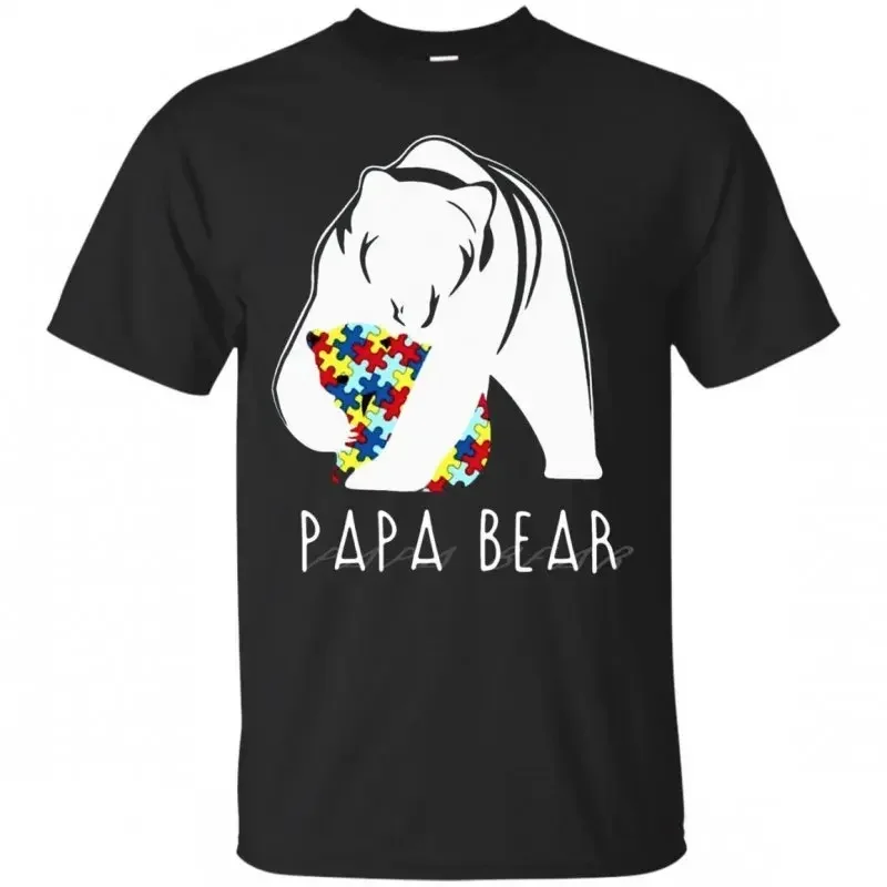 

Papa Bear Autism Awareness Dad Gift T-Shirt 100% Cotton O-Neck Summer Short Sleeve Casual Mens T-shirt Size S-3XL