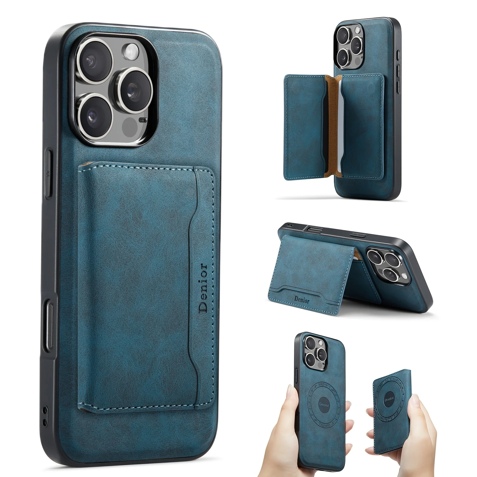 Kabelloses Laden Magnet Kunstleder Handyhülle Kartenhalter Ständer Brieftasche 2-in-1 Für iPhone 18 Pro Max 17 16 Plus 15 14 13 12