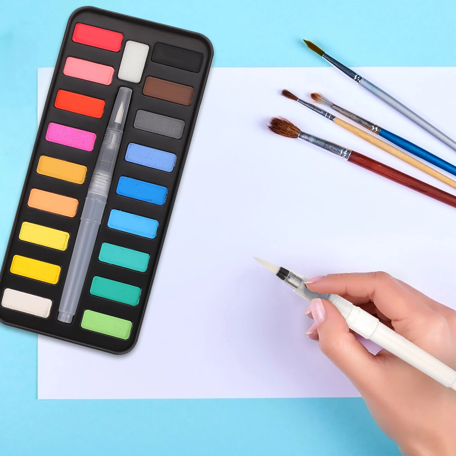 

1 set 1 Professional Watercolor Paint Set Kit For Artists Kids Travel Sketching Portable Solid Supplies Diy