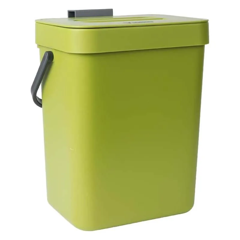 Small Hanging Trash Can Lid Under Kitchen Sink 5 Liter Plastic Trash Can Food Waste Bin Kitchen Countertop Compost Bin Bathroom