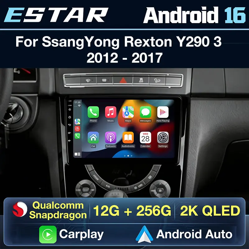 Android 16 Car Radio For SsangYong Rexton Y290 3 2012 - 2017 GPS Multimedia Player Navi Head Unit Stereo Wireless Carplay Video