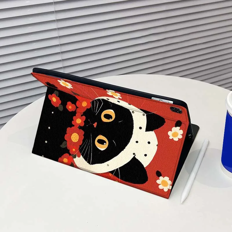 حافظة أنيقة على شكل قطة ريترو لهاتف هواوي ميديا باد ميت باد M5 M6 11 12 X SE T10 T10s 2 C5e T5 Pro Lite Air 11.5 بوصة