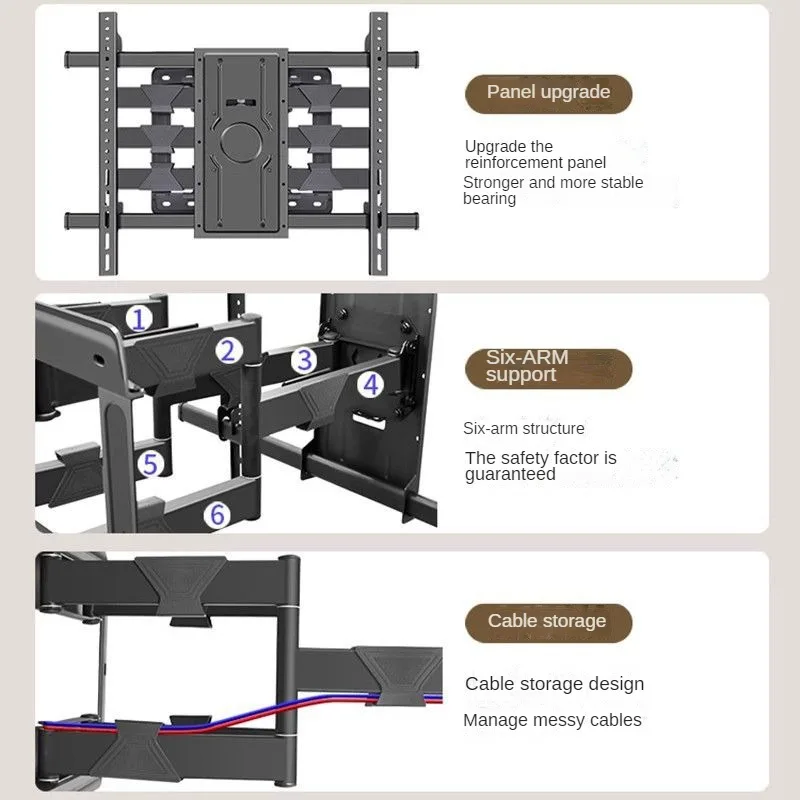 BEISHI TV Bracket  LED LCD TV Screen Wall Mount Bracket Stretch Adjustable Rotating Tilt TV Bracket Load up to 65kg VESA 600*400