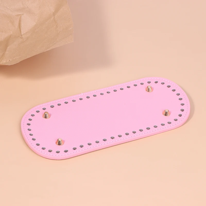 1 قطعة قاع طويل لحقيبة محبوكة بولي Leather حقيبة جلدية قاعدة اليدوية أسفل مع ثقوب Diy بها بنفسك حقيبة كروشيه الملحقات السفلية
