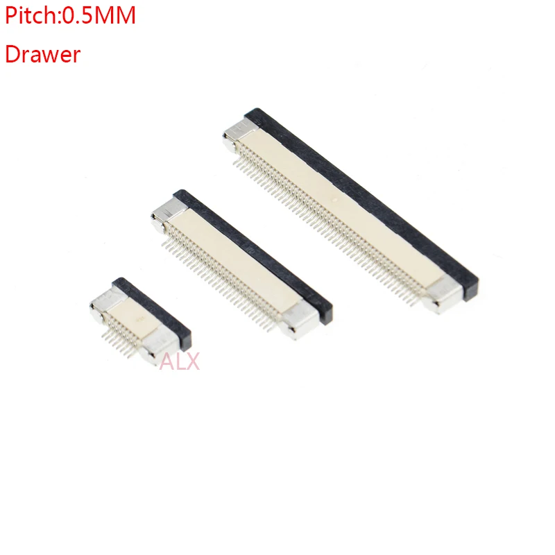 10pcs Ffc Fpc Cable Connector Socket Pitch 0.5mm High 2mm Drawer Bottom Contact Type Sockets 4p 6p 8p 10p 12p 16p 20p 30p 40p