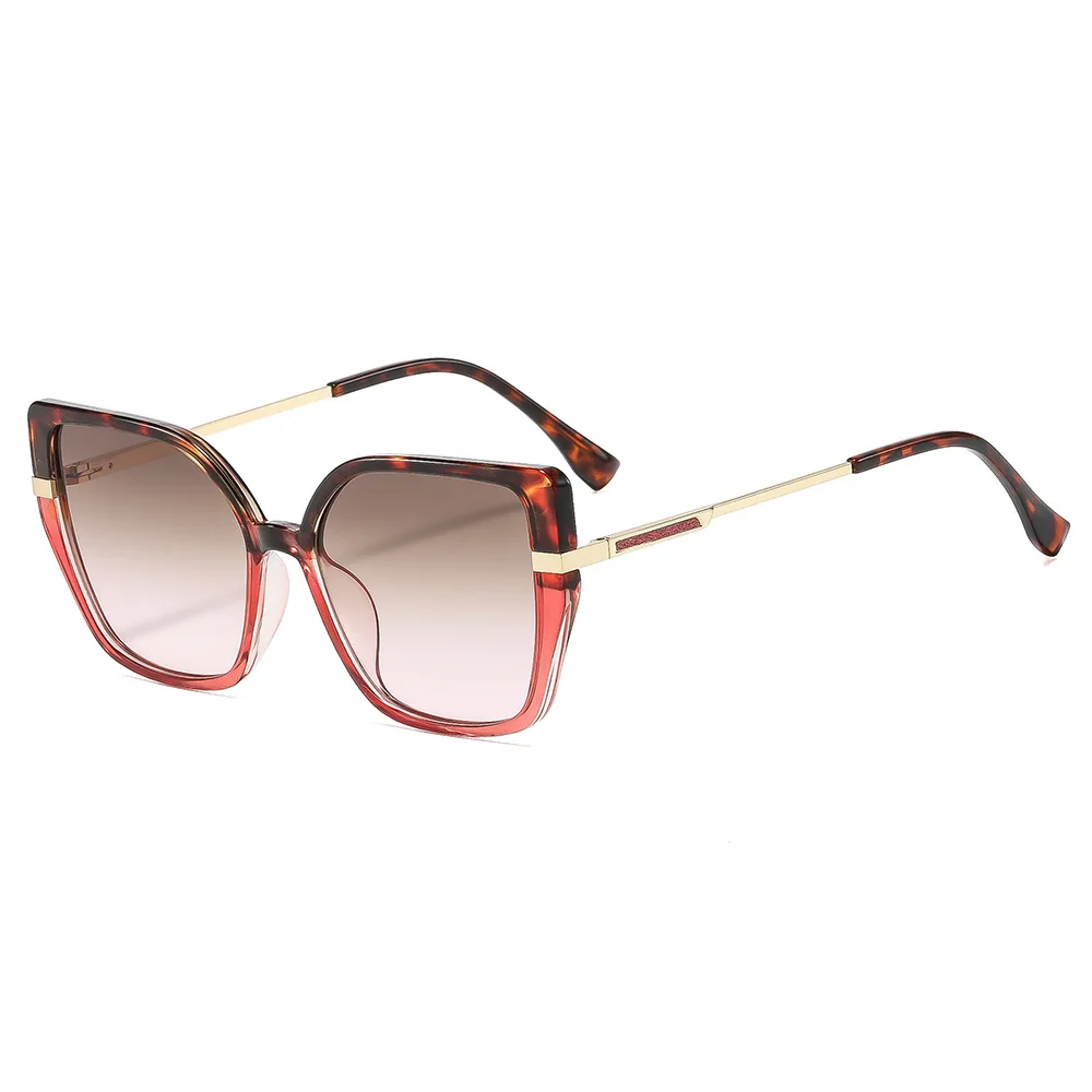 Color block color contrast cat's eye flat lens 2026 new anti-blue light glasses frame trend sunglasses high sense view 5