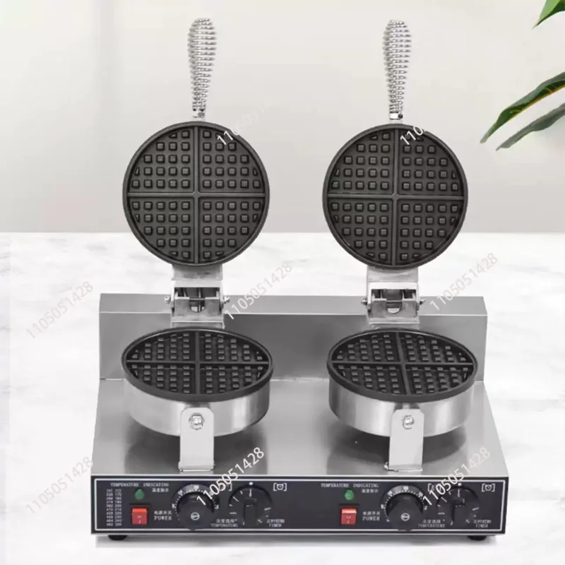 

Crispy Ice Cream Cone Bread Maker Waffle Commercial Double Head Stainless Steel Waffle Maker